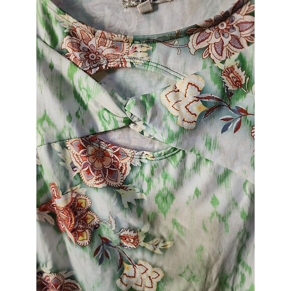 One World Womens Large Floral Geometric Print Tshirt Tunic Top NWT B7 Excellent - Picture 2 of 6